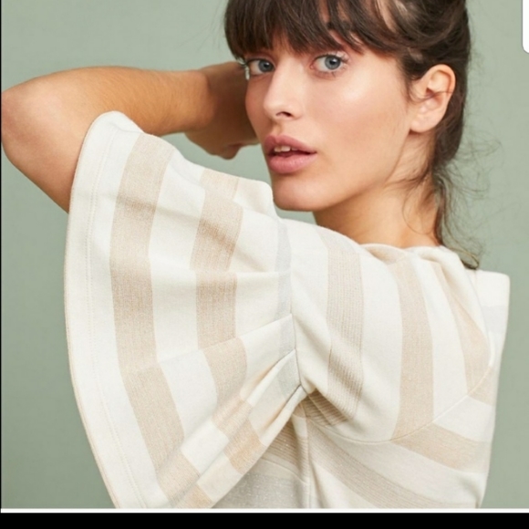 Maeve Helsa striped top bell sleeves metallic - Picture 3 of 11